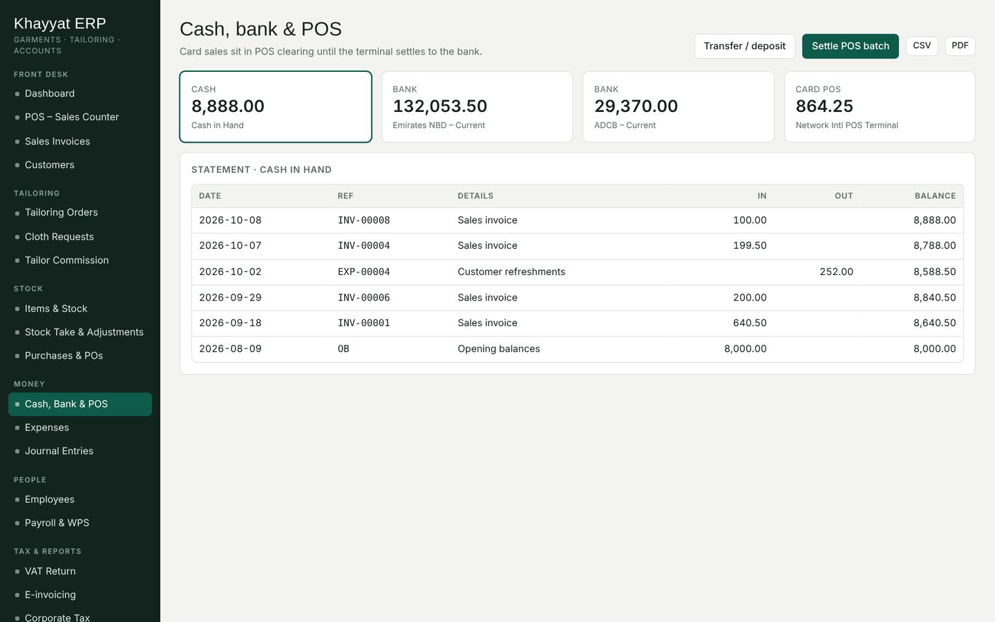 Khayyat cash, bank and POS