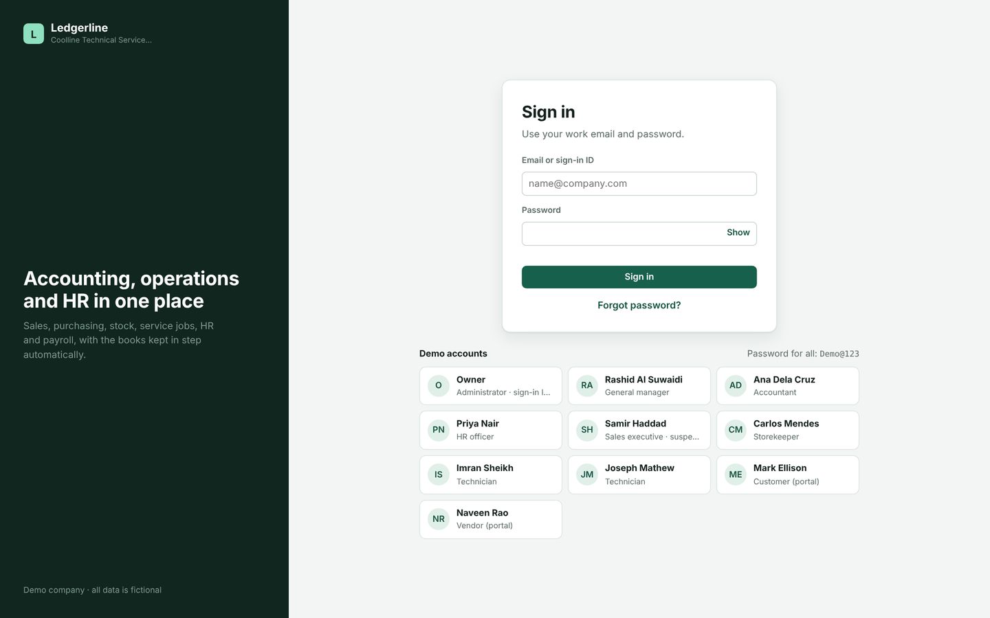 Ledgerline secure sign-in