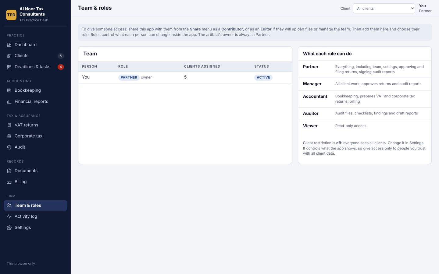 Tax Practice Desk team and roles